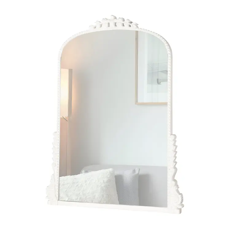 32" White Arch Baroque Framed Accent Mirror