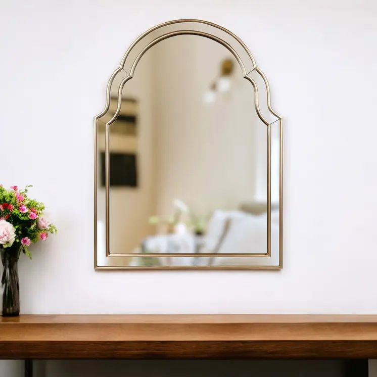 24" Gold Arch Metal Framed Accent Mirror