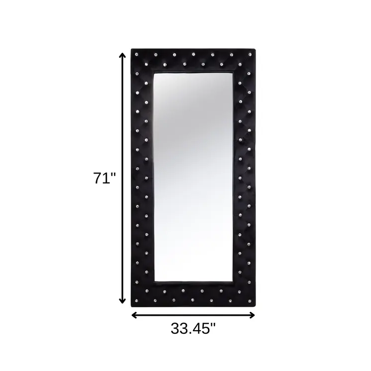 71" Black Wood and Faux Crystal Framed Freestanding and Wall Mount Standing Mirror