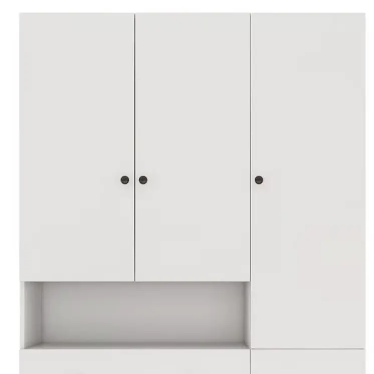74" White Four Door Three Drawer Combo Dresser