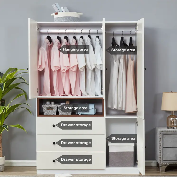 74" White Four Door Three Drawer Combo Dresser