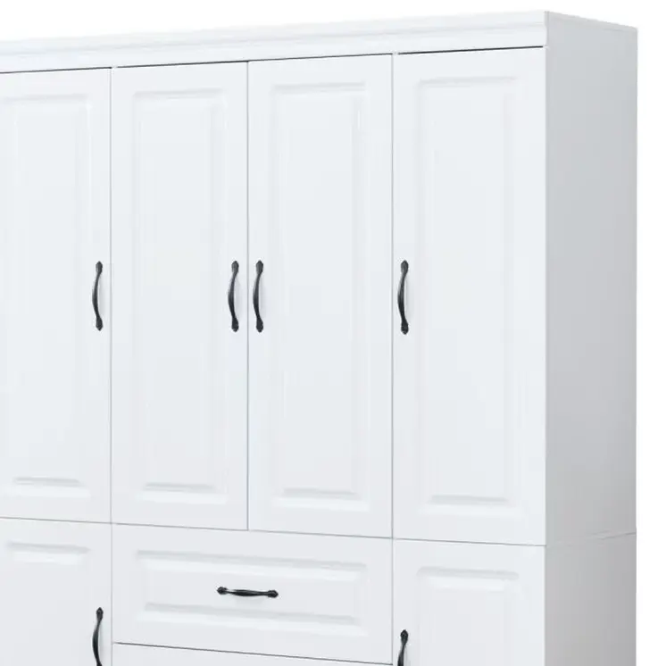 72" White Six Door Two Drawer Combo Dresser