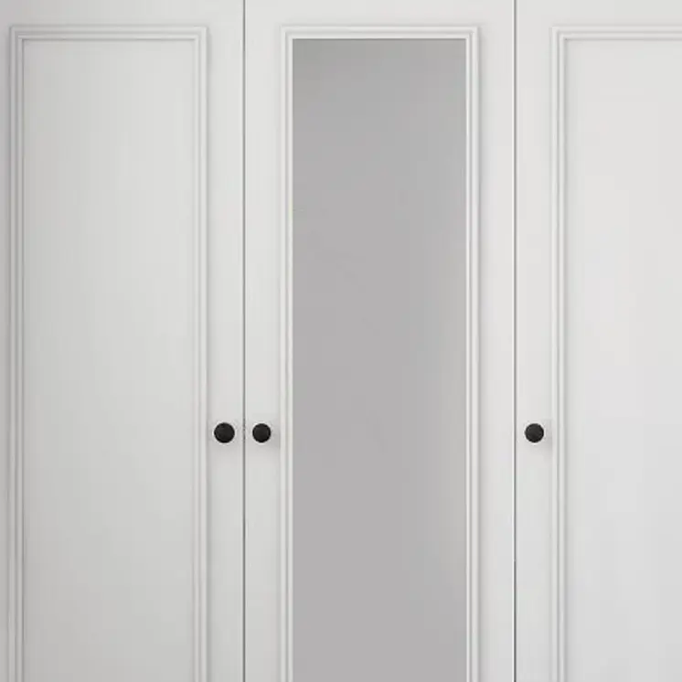 71" White Mirrored Four Door Two Drawer Combo Dresser