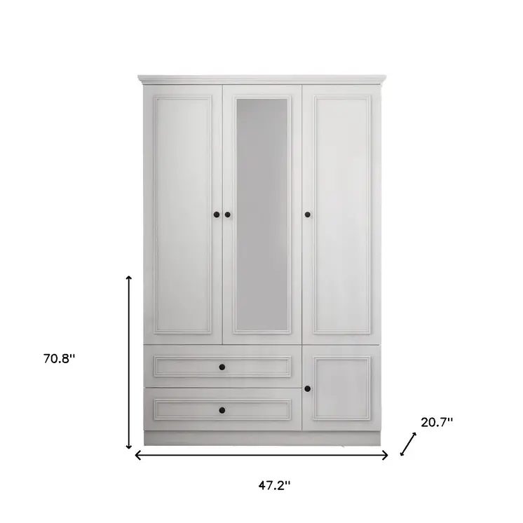 71" White Mirrored Four Door Two Drawer Combo Dresser