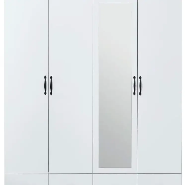 74" White Mirrored Four Door Four Drawer Combo Dresser