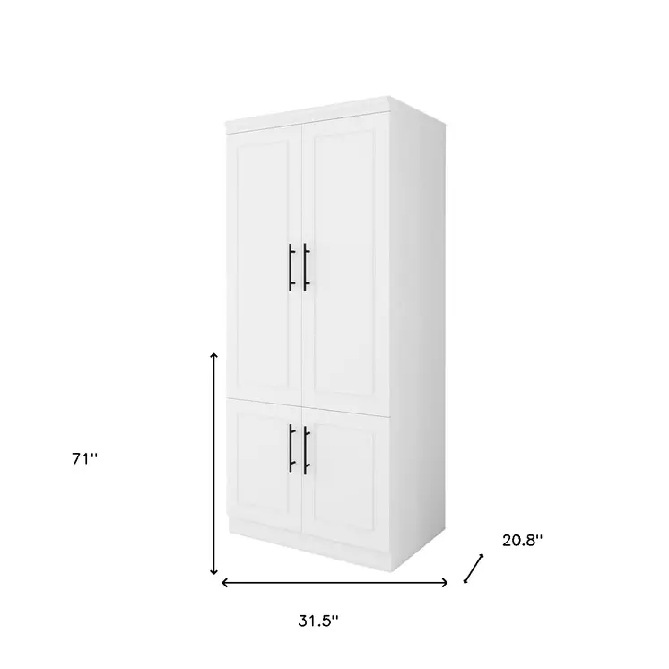 71" White Four Door Combo Dresser
