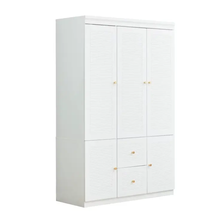 74" White Five Door Two Drawer Combo Dresser