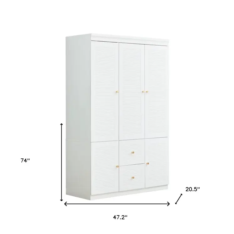 74" White Five Door Two Drawer Combo Dresser