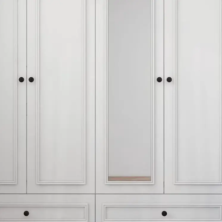 71" White Carved Geometric Mirrored Four Door Four Drawer Combo Dresser