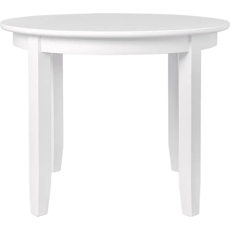 39" White Solid Wood Round Top Dining Table