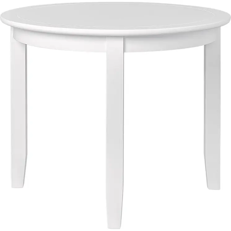 39" White Solid Wood Round Top Dining Table