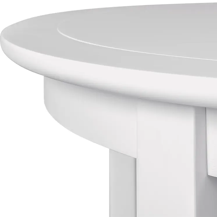 39" White Solid Wood Round Top Dining Table