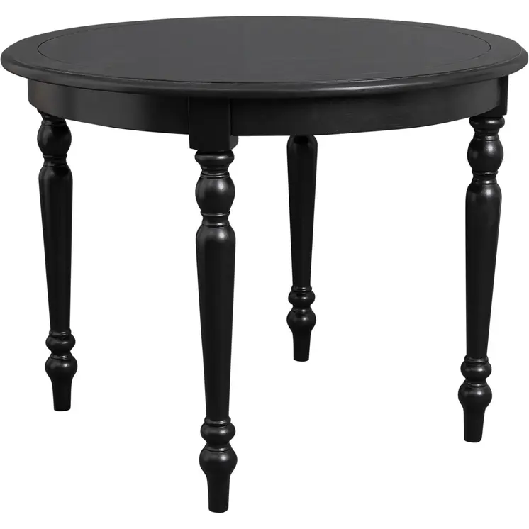 39" Black Solid Wood Round Top Dining Table