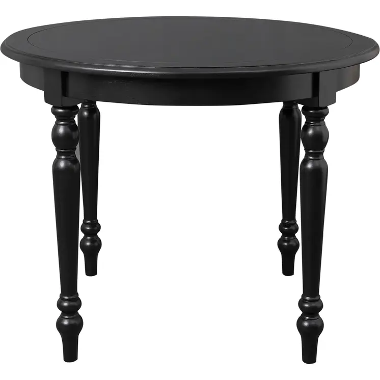 39" Black Solid Wood Round Top Dining Table