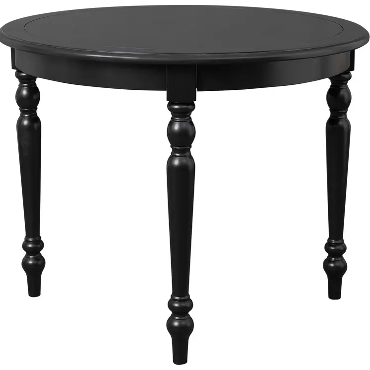 39" Black Solid Wood Round Top Dining Table