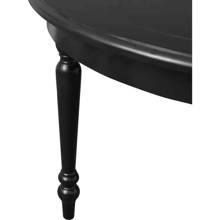 39" Black Solid Wood Round Top Dining Table