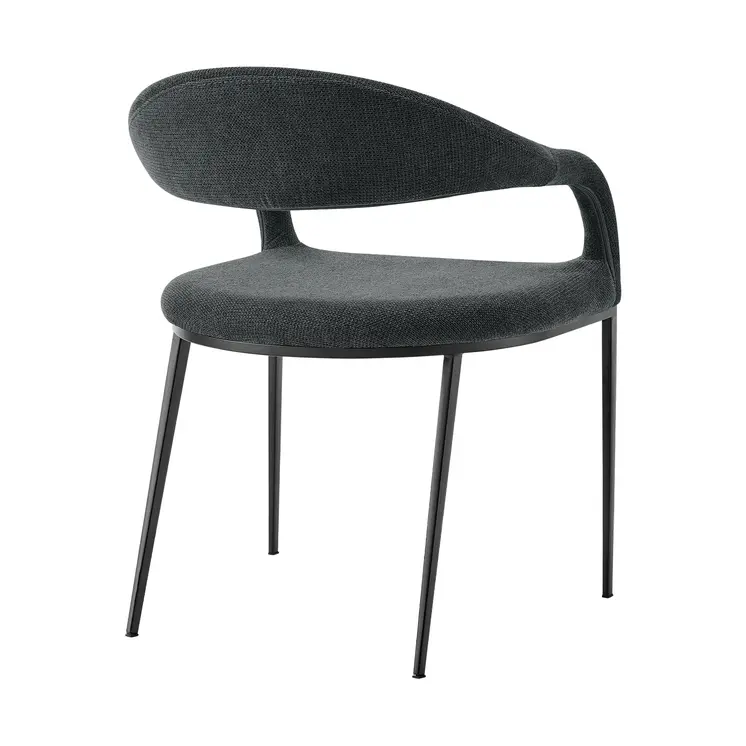Set of Two Gray And Black Upholstered Polyester Open Back Dining Arm Chairs