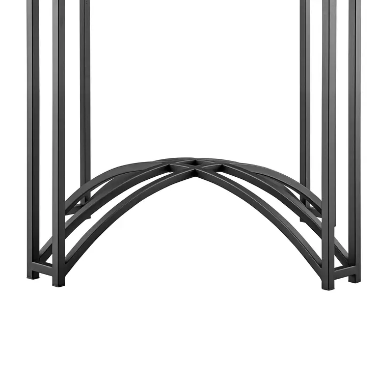 48" Clear And Black Glass And Iron Round Top Dining Table