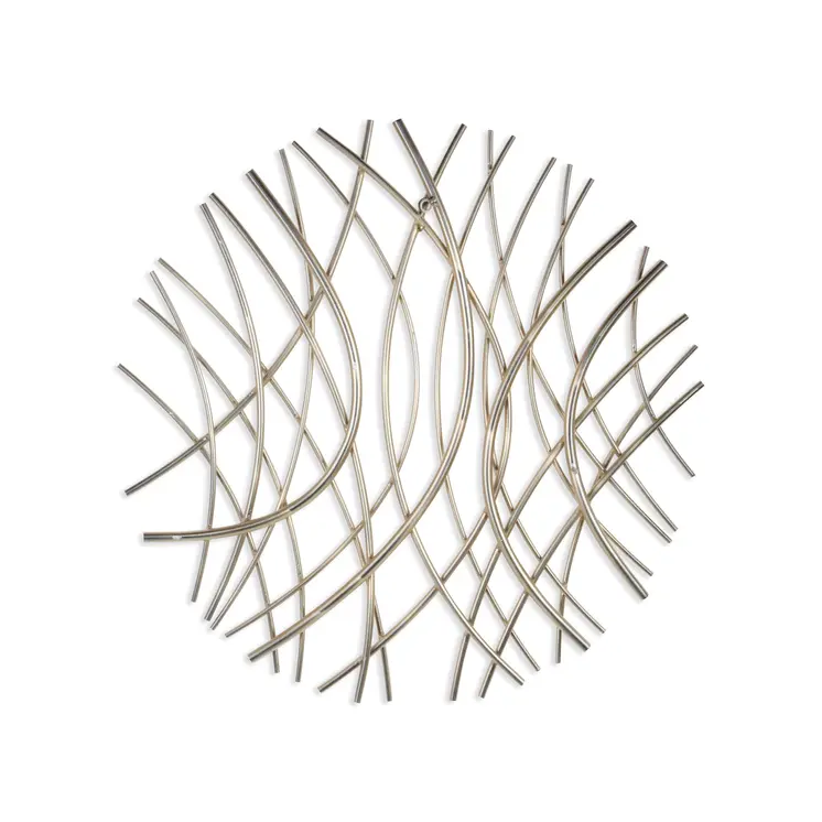 24" X 24" Gold Metal Circle Abstract Hanging Dimensional Sculpture