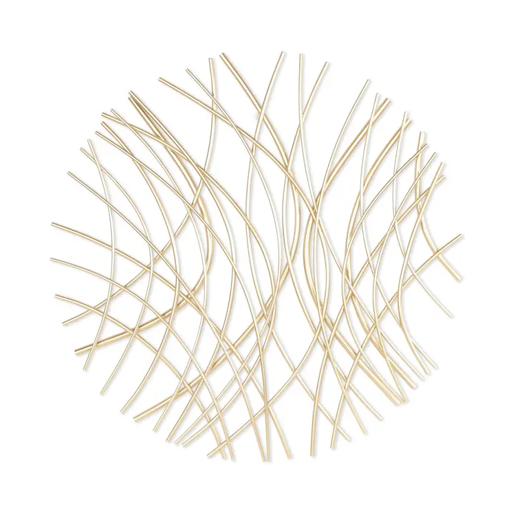 30" X 30" Gold Metal Circle Abstract Hanging Dimensional Sculpture