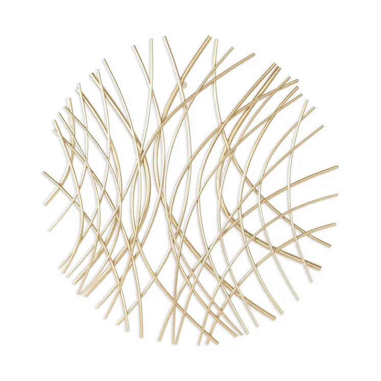30" X 30" Gold Metal Circle Abstract Hanging Dimensional Sculpture