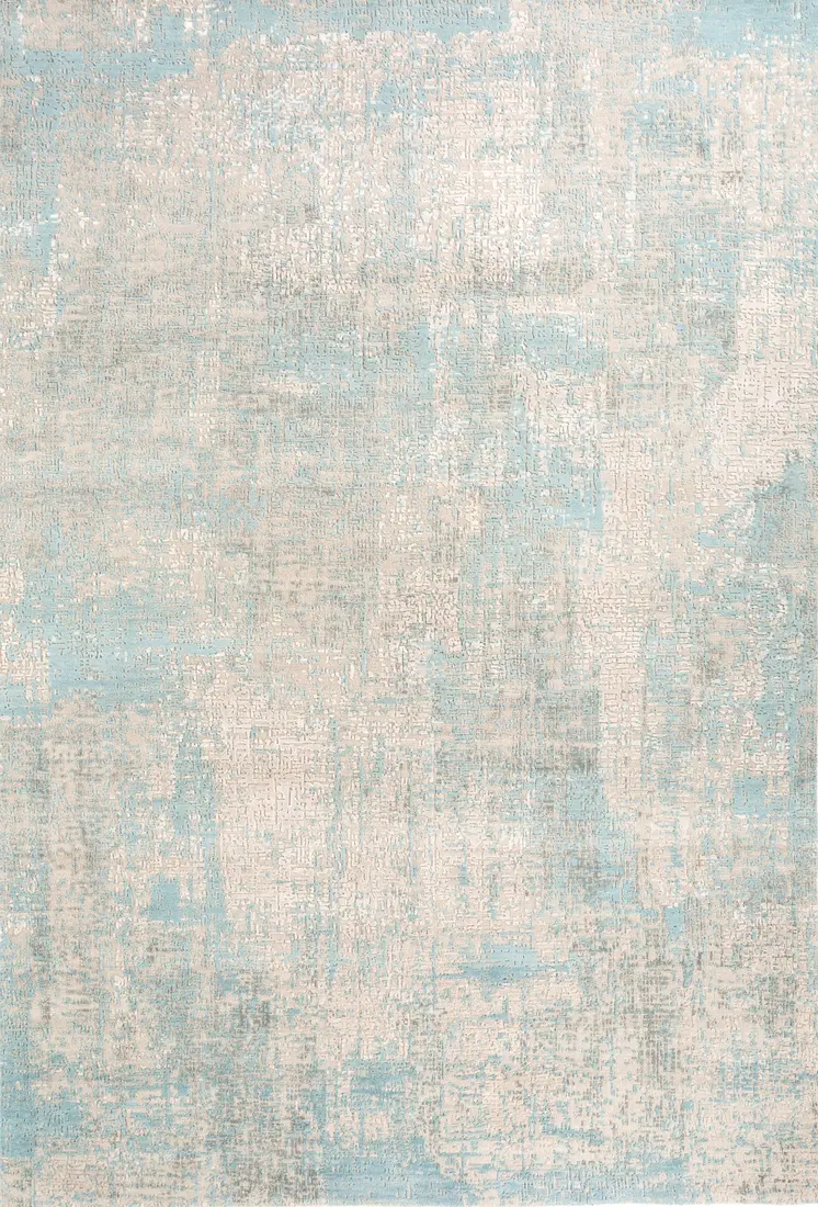 8' X 10' Blue Abstract Hand Knotted Area Rug