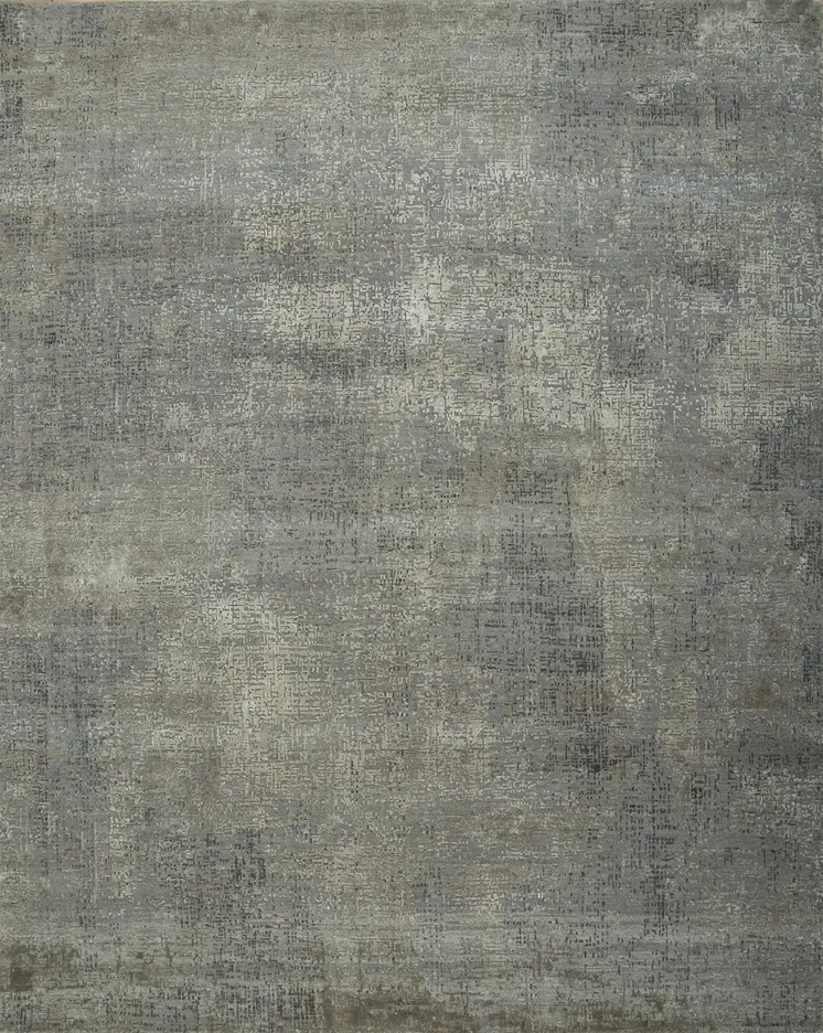 8' X 10' Gray Abstract Hand Knotted Area Rug
