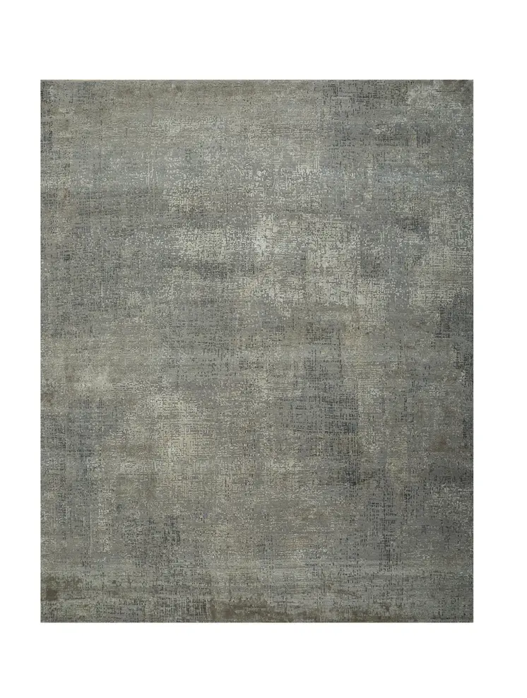 8' X 10' Gray Abstract Hand Knotted Area Rug