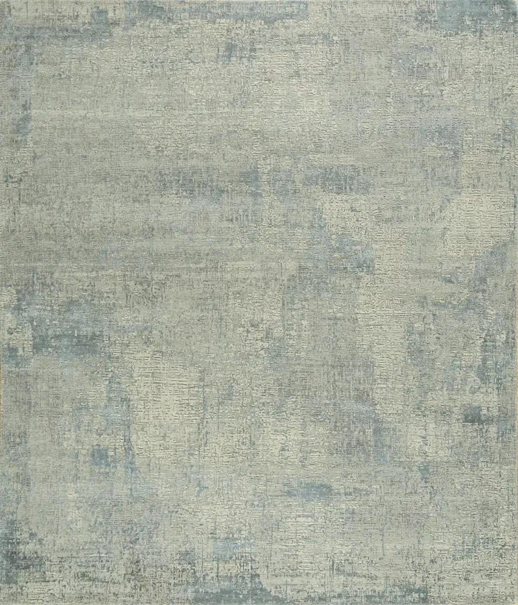 8' X 10' Blue Abstract Hand Knotted Area Rug