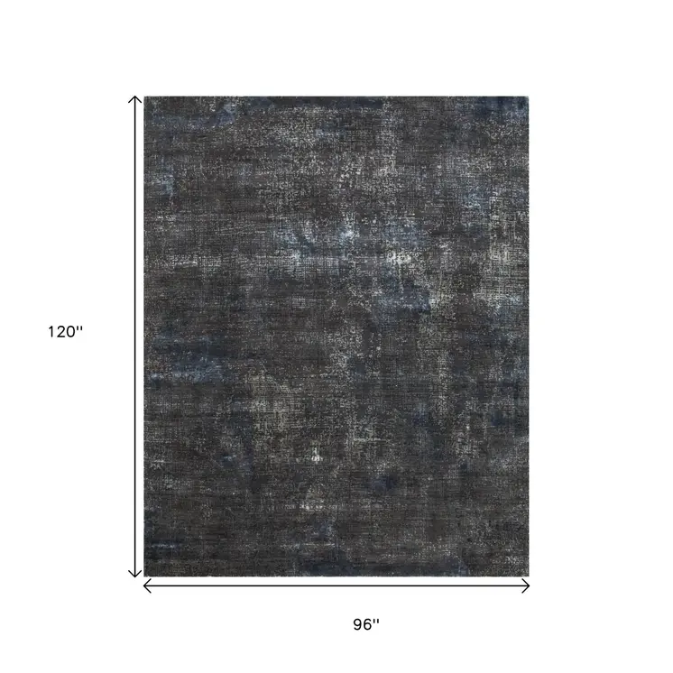8' X 10' Blue Abstract Hand Knotted Area Rug