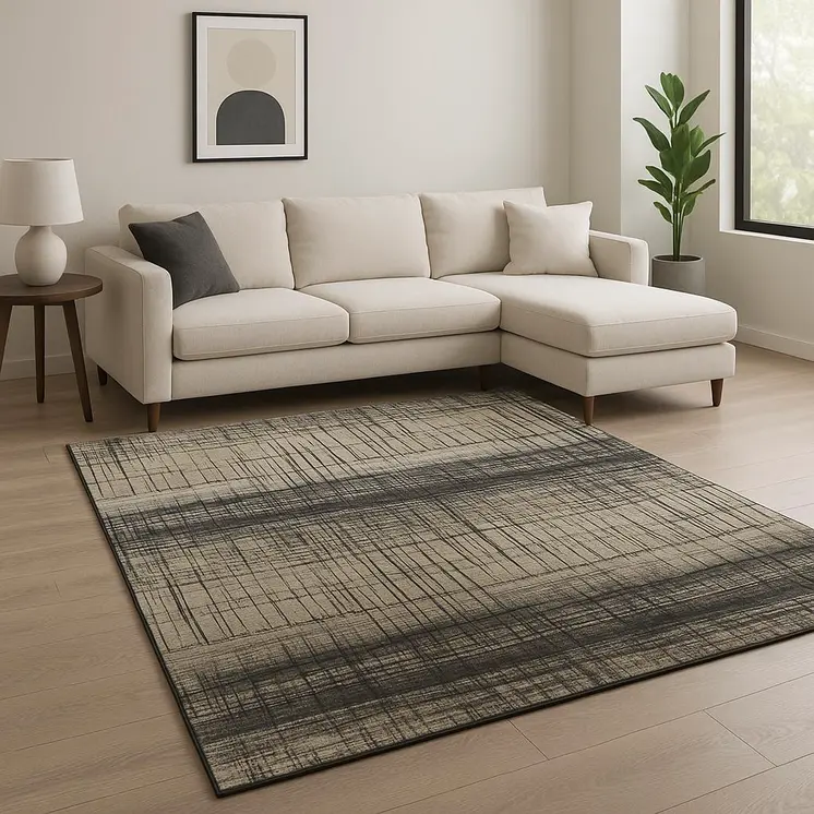 8' X 10' Black Abstract Hand Knotted Area Rug