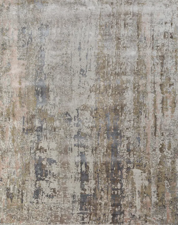 8' X 10' Blue Abstract Hand Knotted Area Rug