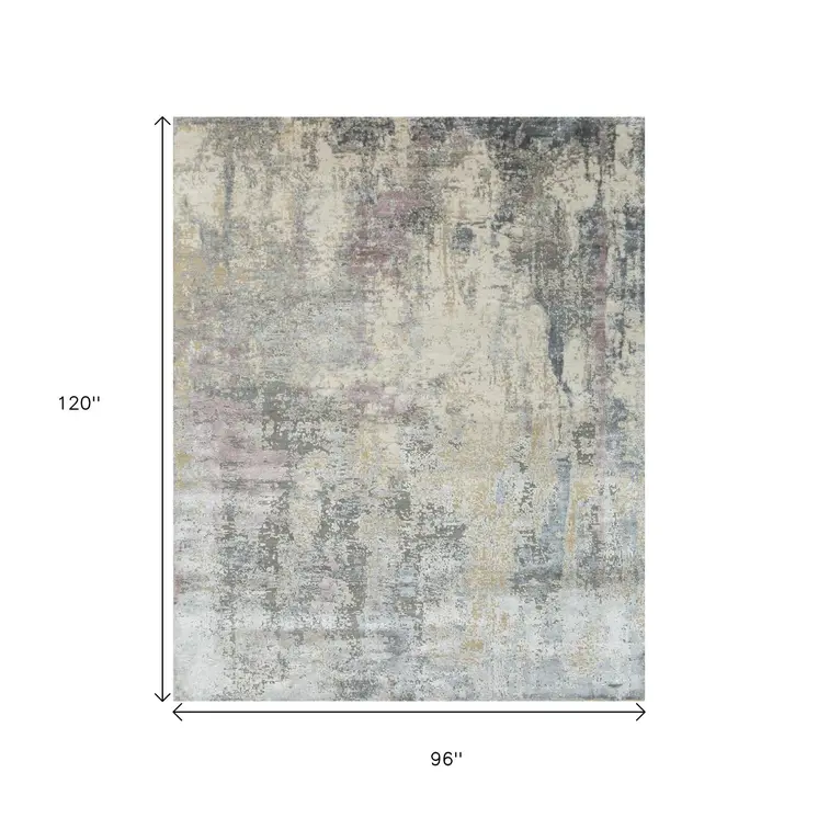 8' X 10' Blue Abstract Hand Knotted Area Rug