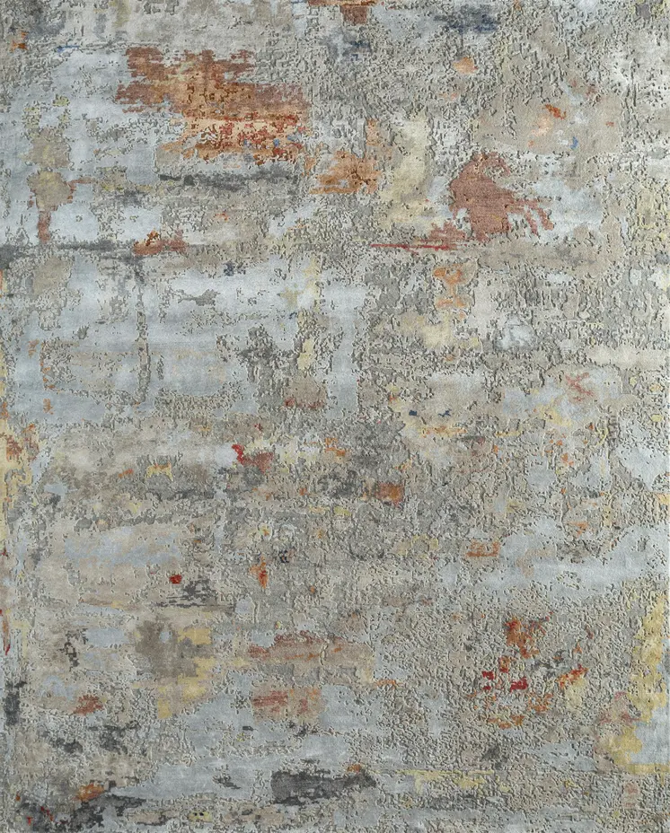 8' X 10' Blue Abstract Hand Knotted Area Rug