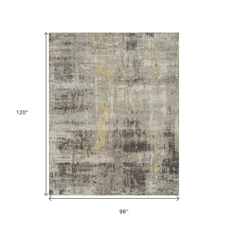 8' X 10' Brown Abstract Hand Knotted Area Rug