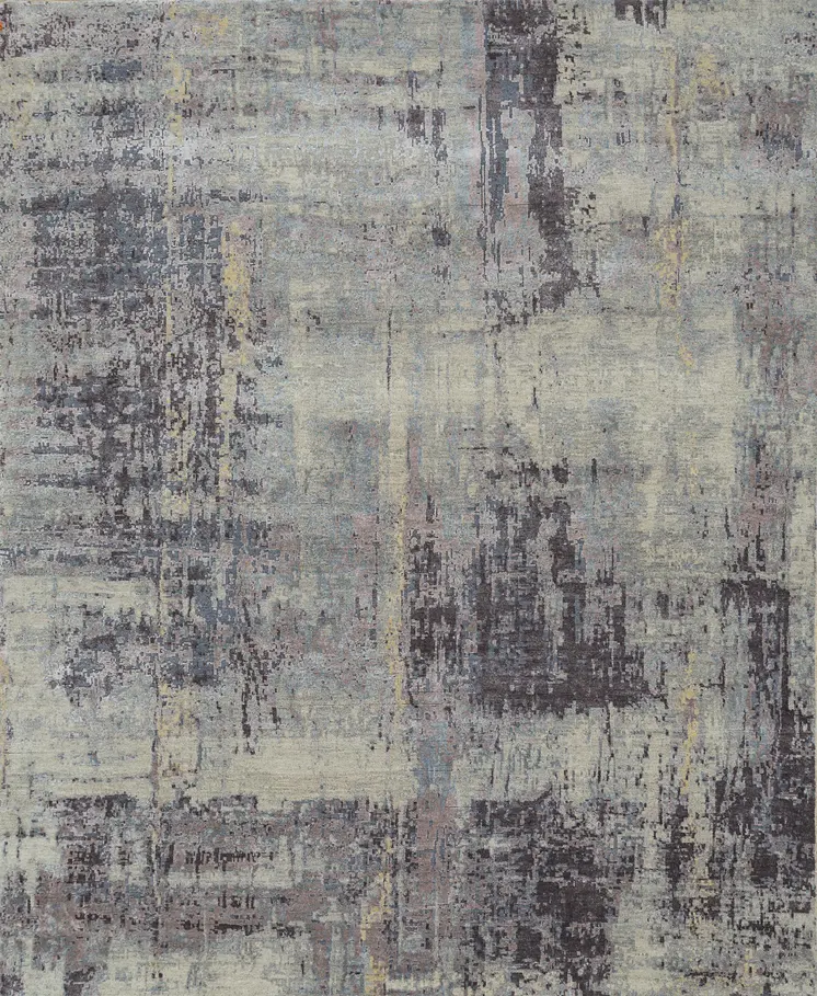 8' X 10' Purple Abstract Hand Knotted Area Rug