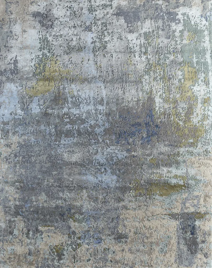 8' X 10' Blue Abstract Hand Knotted Area Rug