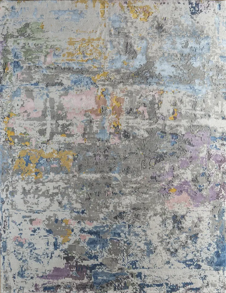 8' X 10' Blue Abstract Hand Knotted Area Rug