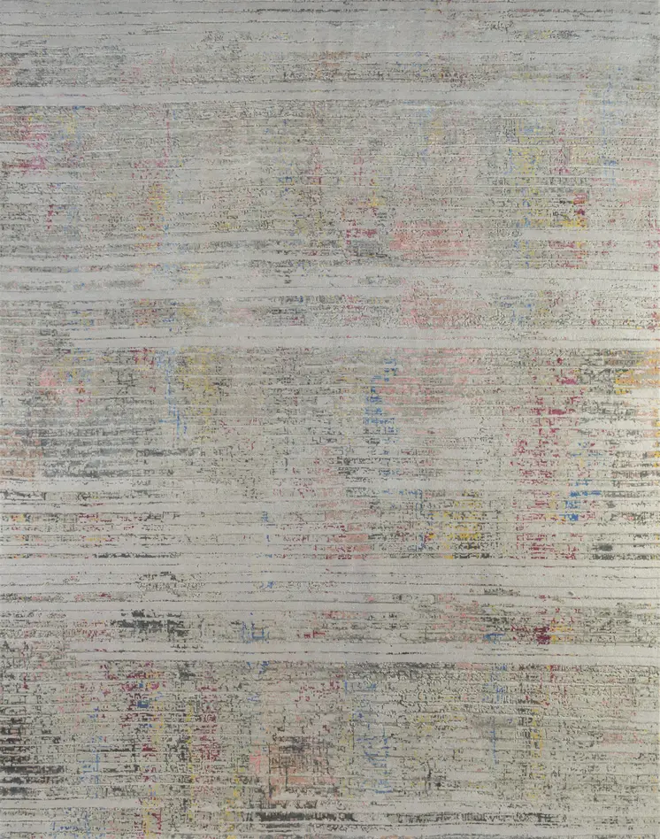 8' X 10' Beige Abstract Hand Knotted Area Rug