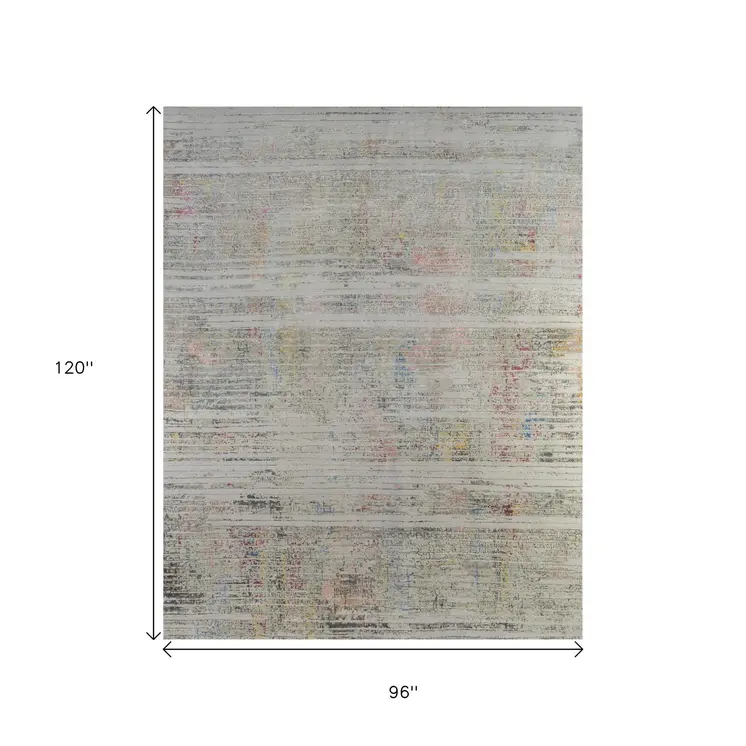 8' X 10' Beige Abstract Hand Knotted Area Rug