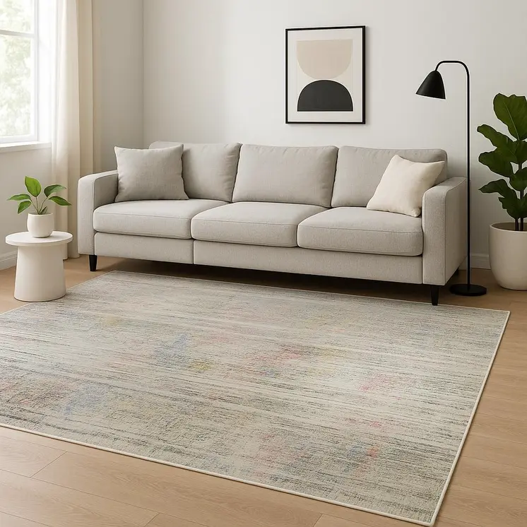 8' X 10' Beige Abstract Hand Knotted Area Rug