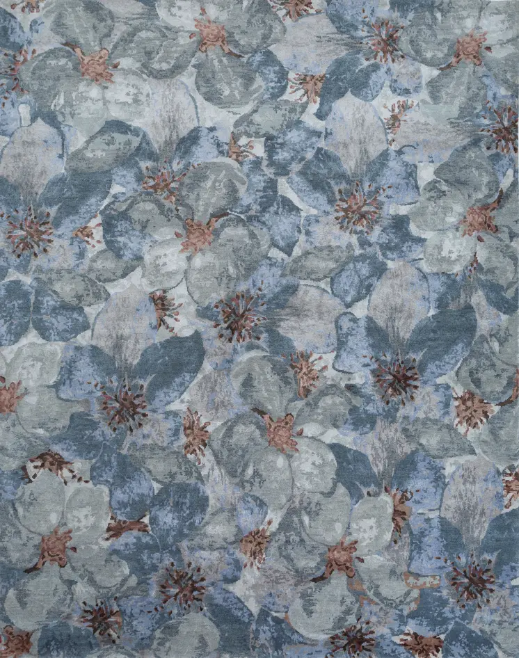 8' X 10' Blue Abstract Hand Knotted Area Rug