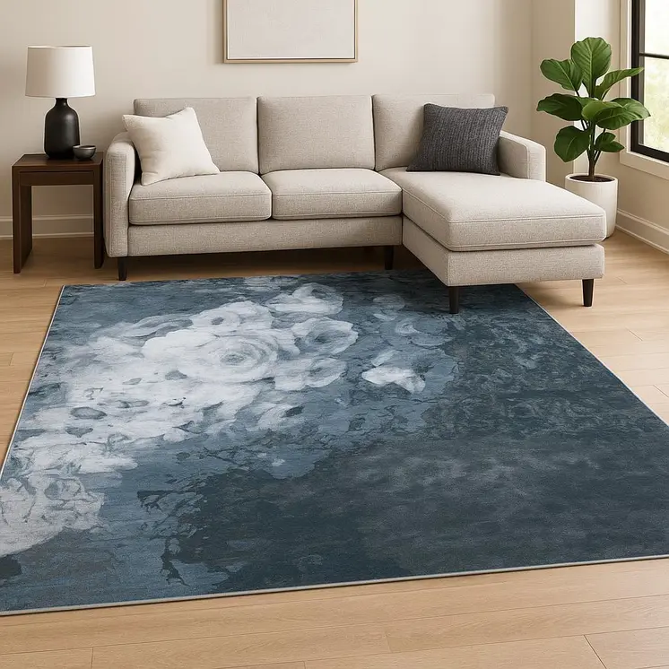 8' X 10' Blue Abstract Hand Knotted Area Rug