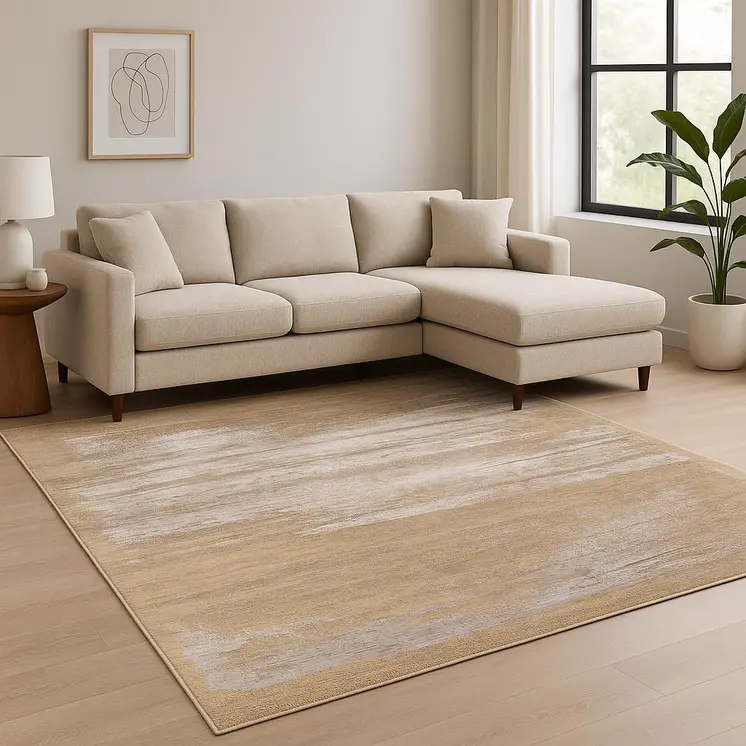 8' X 10' Beige Abstract Hand Knotted Area Rug