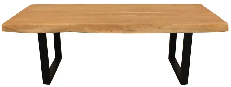 59" Natural And Black Solid Wood And Iron Live Edge Coffee Table