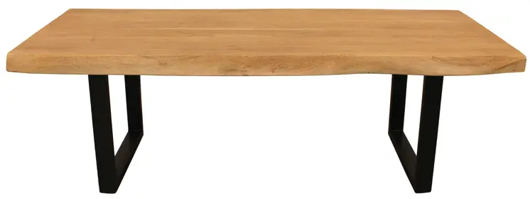 59" Natural And Black Solid Wood And Iron Live Edge Coffee Table