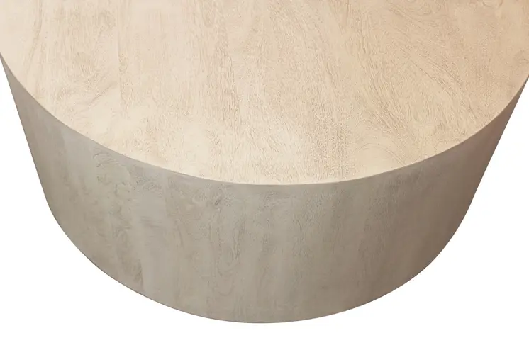 36" Natural Solid Wood Round Distressed Coffee Table