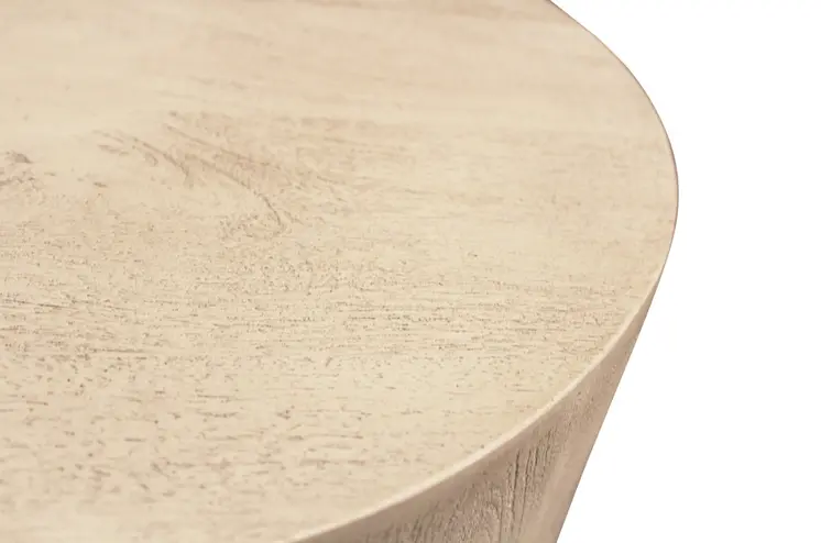 36" Natural Solid Wood Round Distressed Coffee Table