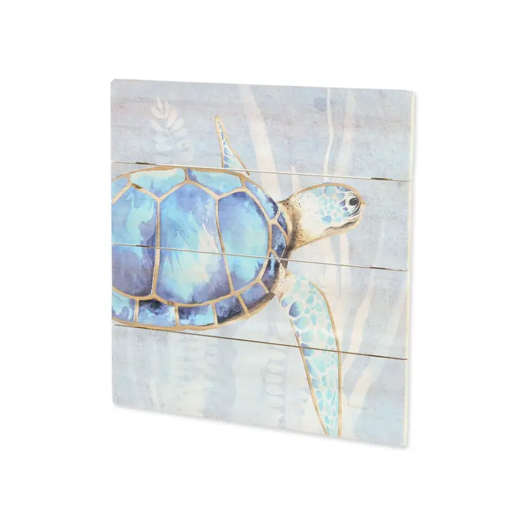 Swimming Sea Turtle Wooden Plank Unframed Wall Art