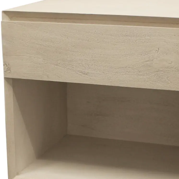 24" Natural Solid Wood Ribbed Texture One Drawer Nightstand